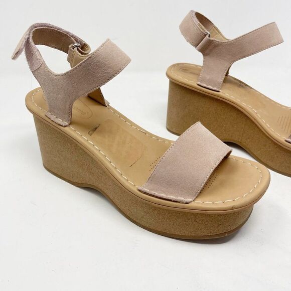 Corso Como Suede Wedges Velcro Sandals Size 11 - Picture 2 of 9